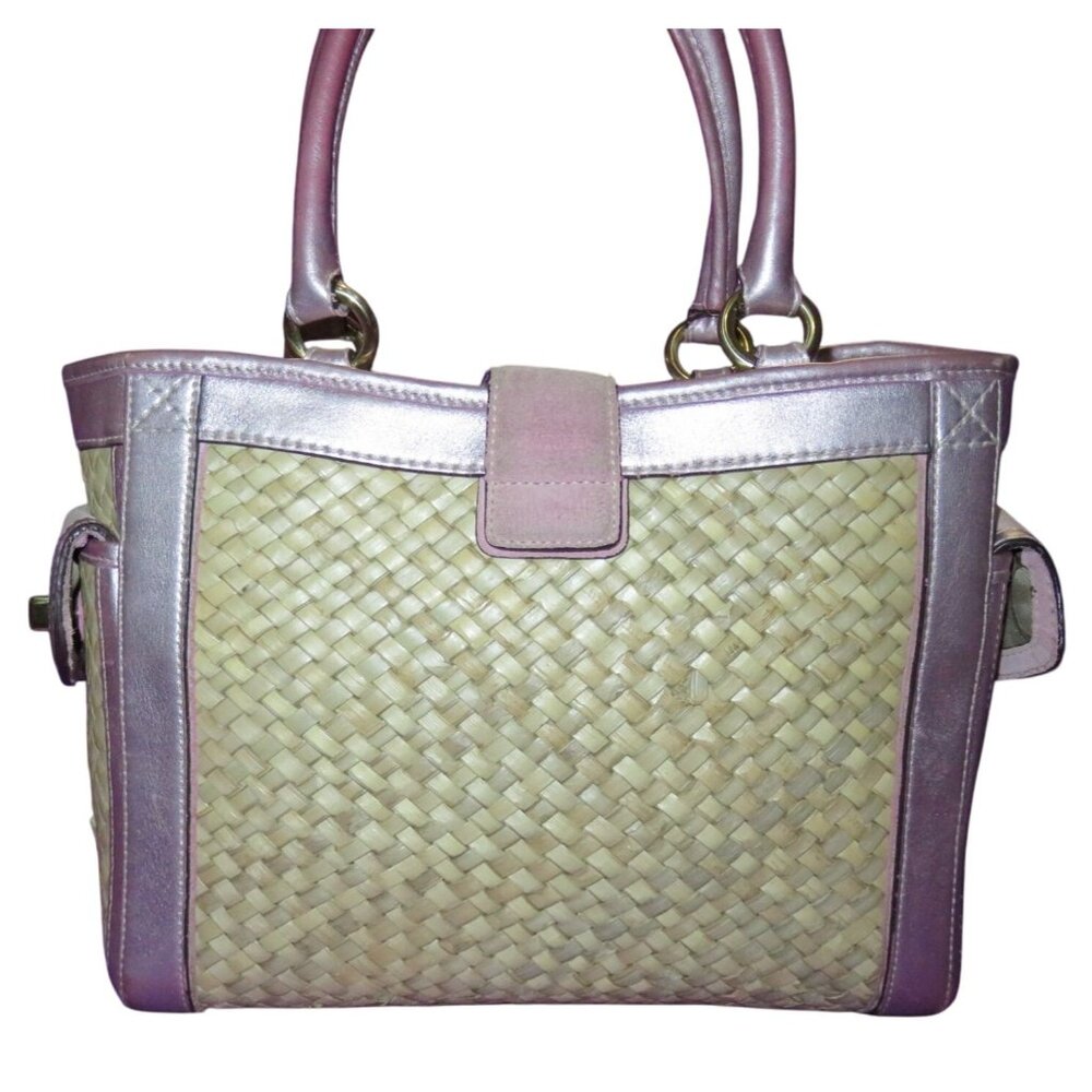 Coach 2004 Limited Edition Straw & Pink Suede Leather Top Handle Tote Satchel - Picture 2 of 11